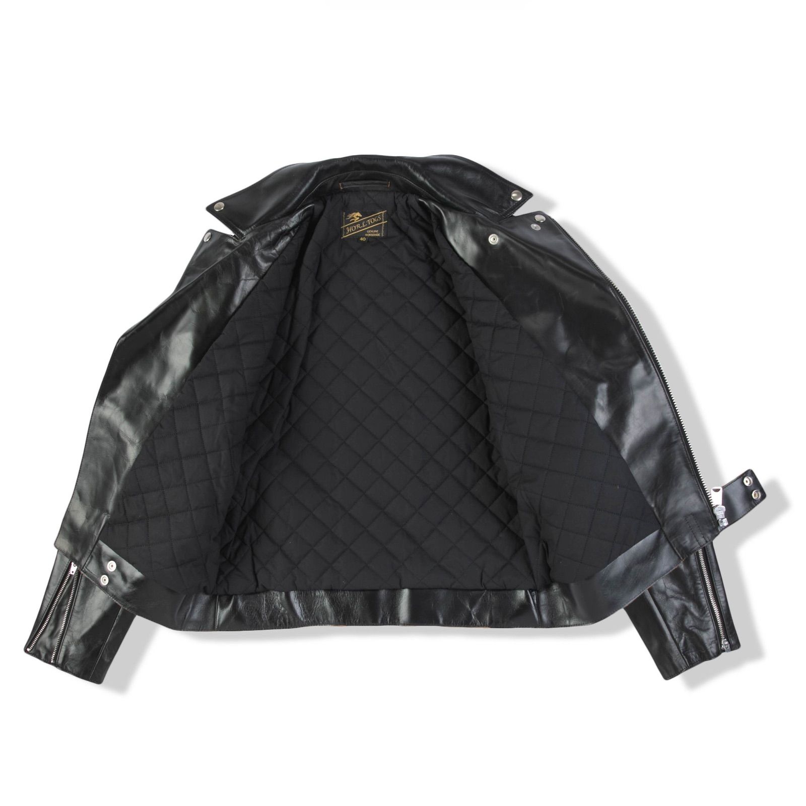 新発 サイクロン 茶芯ホースハイド 茶芯馬革 ダブルライダース レザー