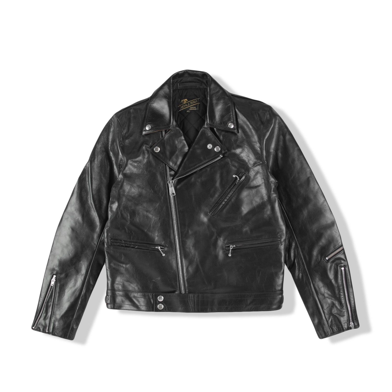 新発 サイクロン 茶芯ホースハイド 茶芯馬革 ダブルライダース レザー