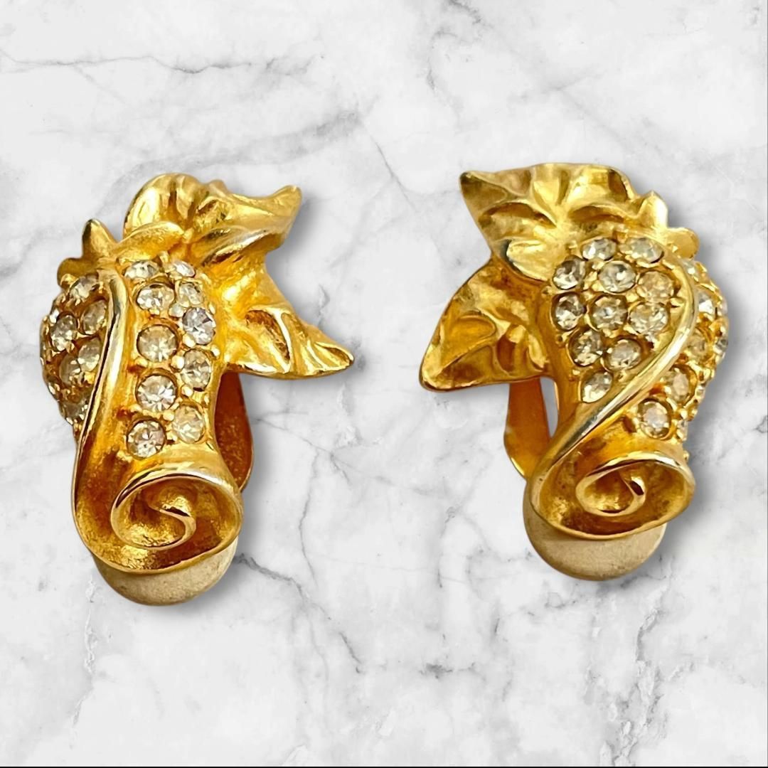 GIVENCHY ヴィンテージ イヤリング クリップ式 ゴールド×ライン