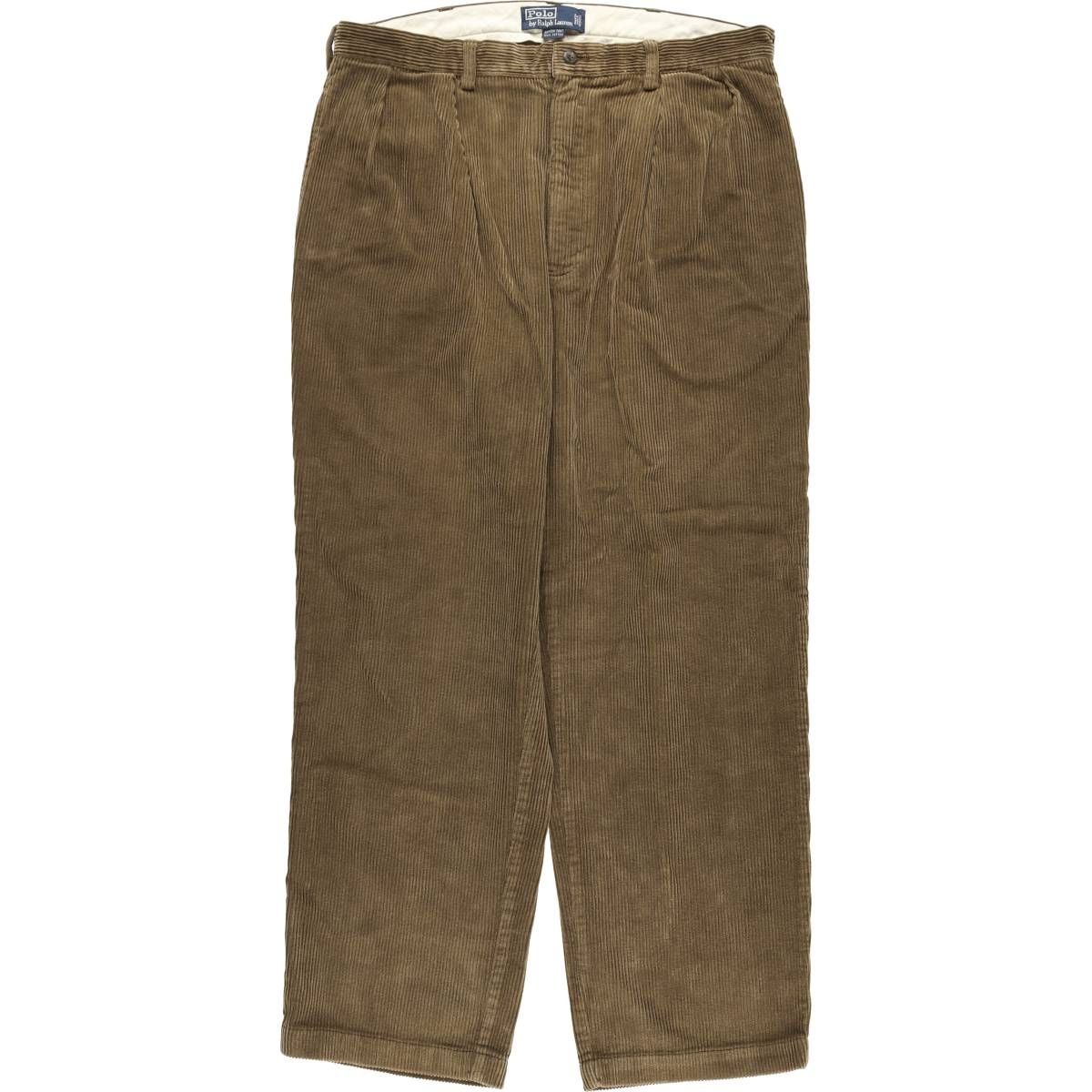 古着 ラルフローレン Ralph Lauren POLO by ANDREW PANT ツータック 太畝 コーデュロイパンツ メンズw 34相当|eaa 597589