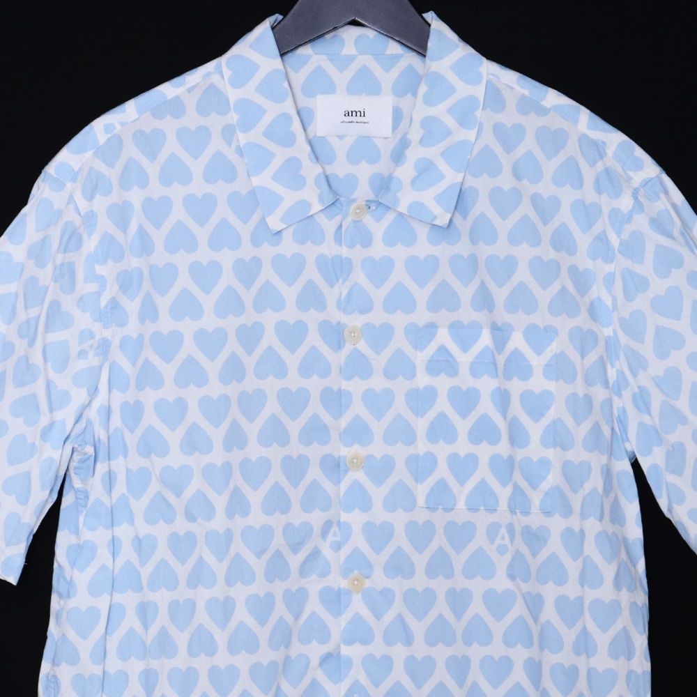 AMI Boxy Fit Shirt サイズ42 ブルー HSH 203.CO 0029