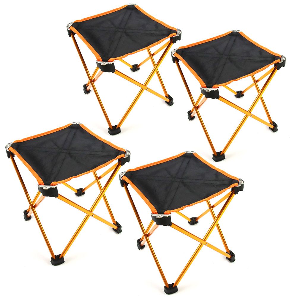 【4個セット】アウトドア チェア 折りたたみ椅子 コンパクト 軽量耐荷重100KG 持ち運び 携帯便利 バーベキュー キャンプ 収納袋付き 黒/金