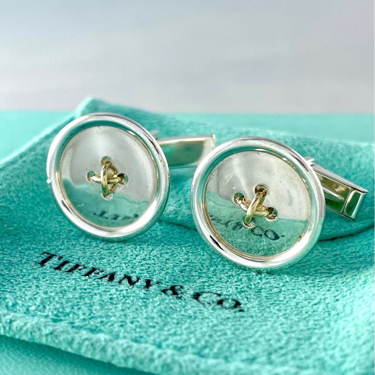 オールドティファニー ボタン コンビ カフス 750 925 WG3fe - メルカリ