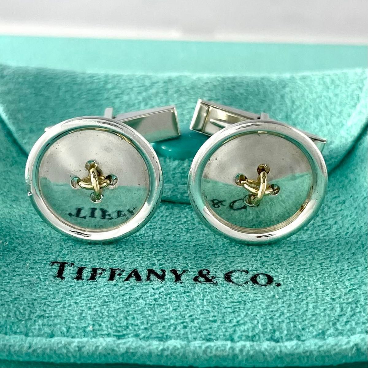 オールドティファニー ボタン コンビ カフス 750 925 WG3fe - メルカリ