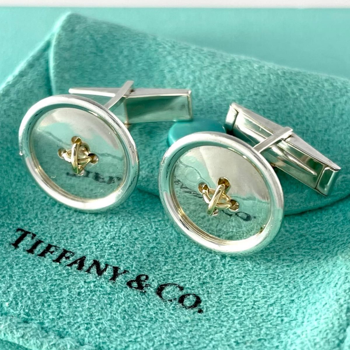 オールドティファニー ボタン コンビ カフス 750 925 WG3fe - メルカリ