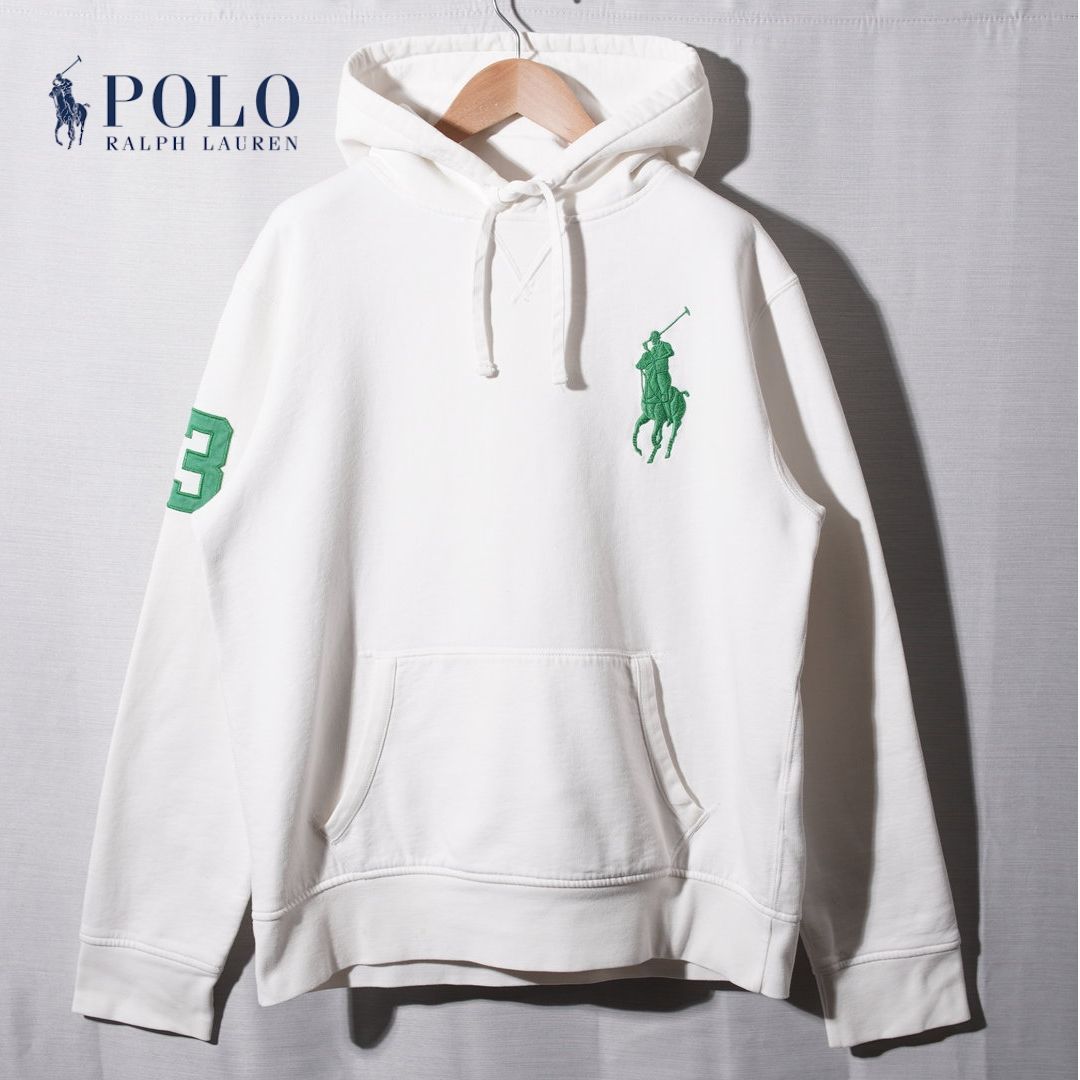 ポロラルフローレン POLO RALPH LAUREN パーカー L ホワイト グリーン