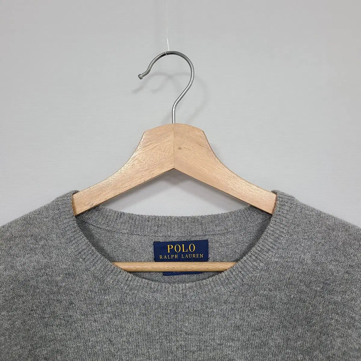 ポロ ラルフローレン メリノ ウール 100 ロゴ ニット グレー L