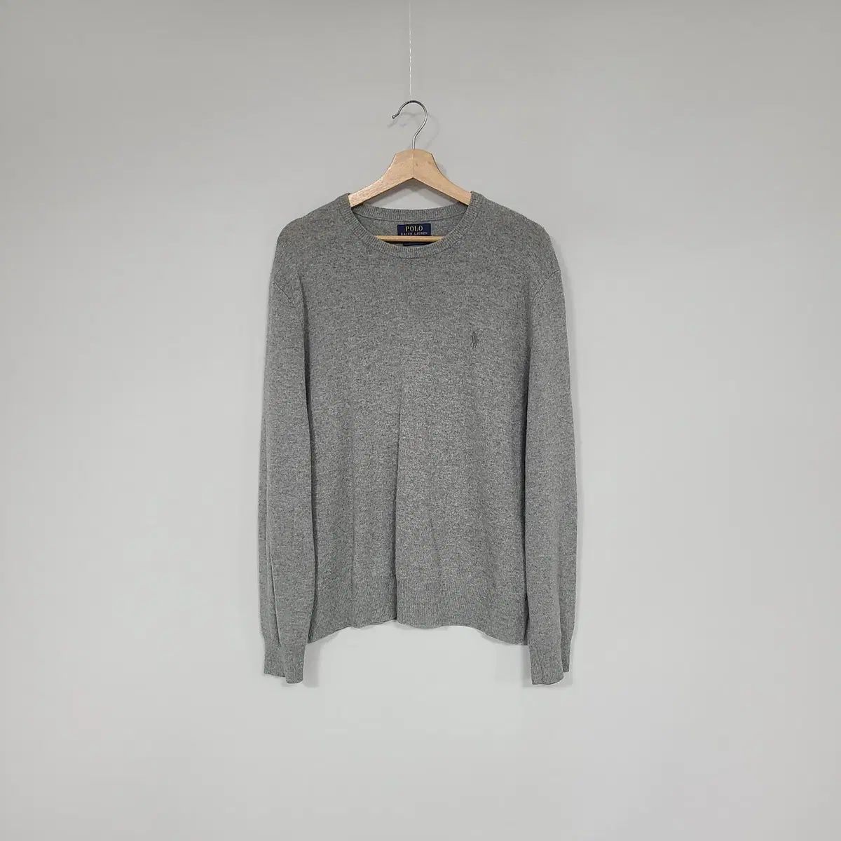 ポロ ラルフローレン メリノ ウール 100 ロゴ ニット グレー L