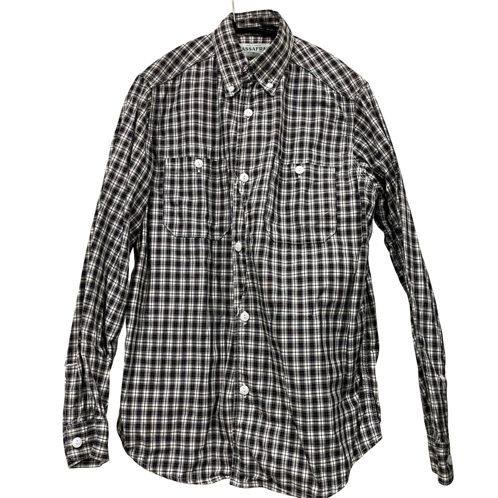 CC 7 SASSAFRAS ササフラス コットン ネルシャツ チェックシャツ ブラック Sサイズ メンズ