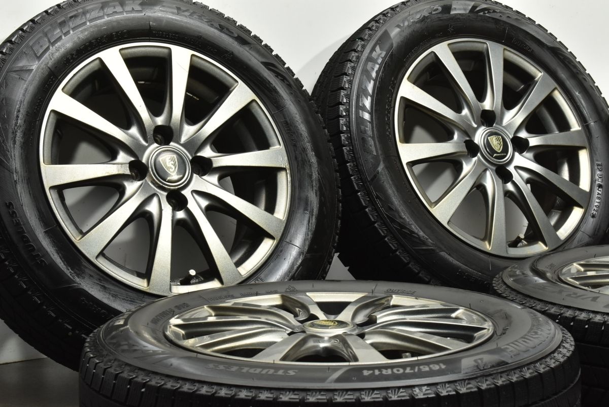 バリ溝 マナレイスポーツ 14 in 5 J 38 PCD 100 ブリザックVRX 3 165 70 R アクア カローラフィールダー フィット スイフト マーチ