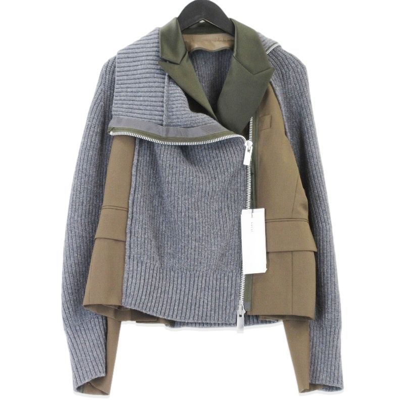 美品 sacai サカイ ドッキングジャケット 22-06174 Suiting Knit