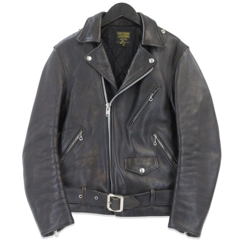 FINE CREEK ファインクリークレザーズ ダブルライダースジャケット ホースハイド Leon The Nostar ブラック 黒 38
