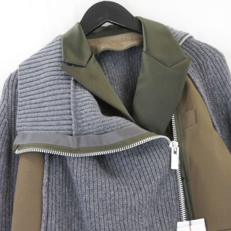 美品 sacai サカイ ドッキングジャケット 22-06174 Suiting Knit