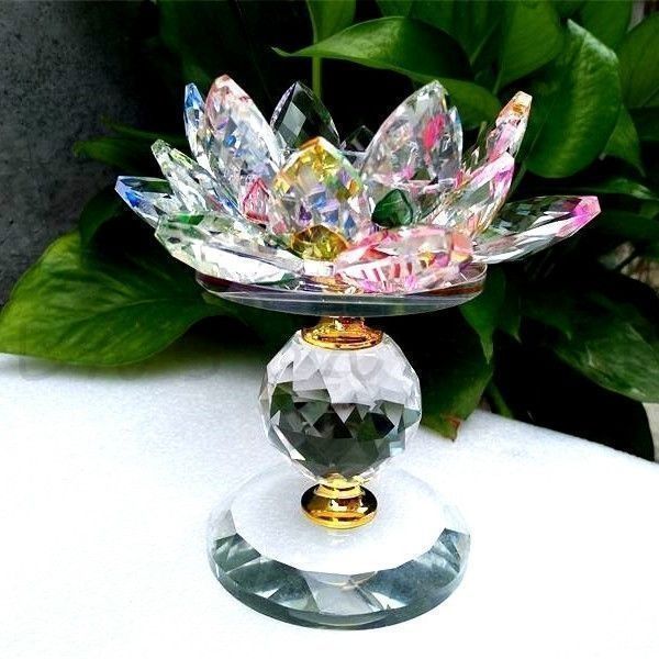 新品・未使用】 燭台 キャンドルホルダー クリスタルガラス 蓮の花