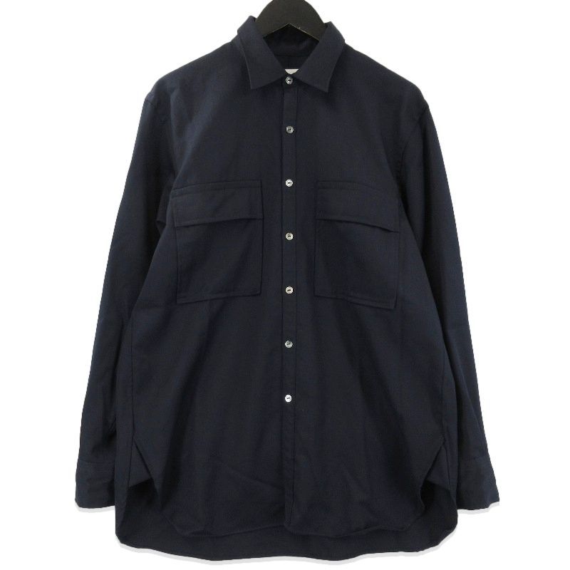 colon コロン ダブルポケット レギュラーカラーシャツ CSH-4 WoolGaba 長袖シャツ ウール W-Pocket SH ネイビー 1