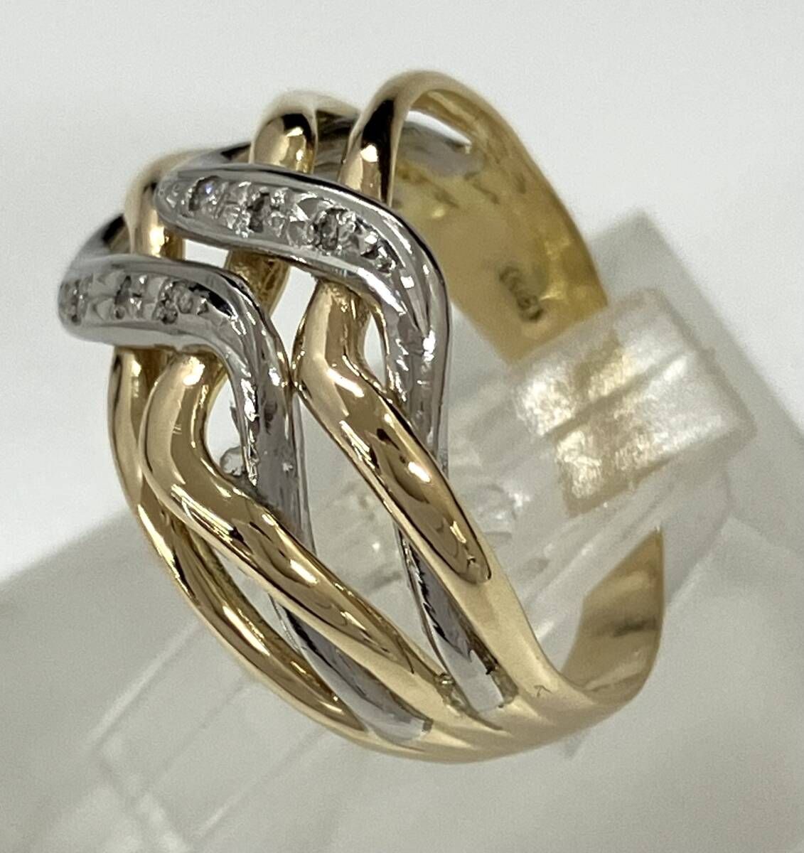 ゴールド・プラチナリング Pt900 K18 使用 Pt900 K18 ダイヤモンド0.03ct 12号 3.9g プラチナリング ゴールド