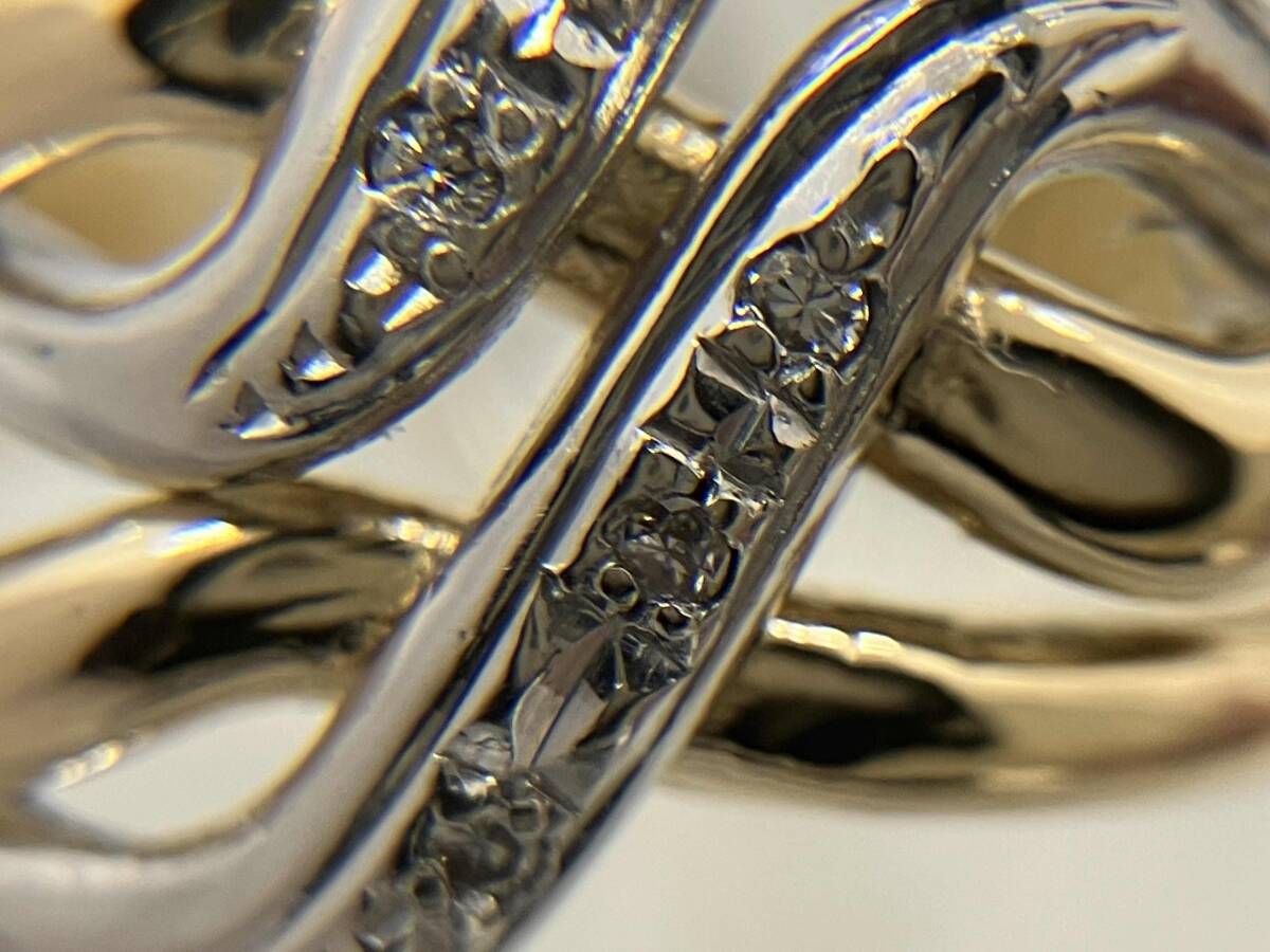 Pt900 K18 ダイヤモンド0.03ct 12号 3.9g プラチナリング ゴールド