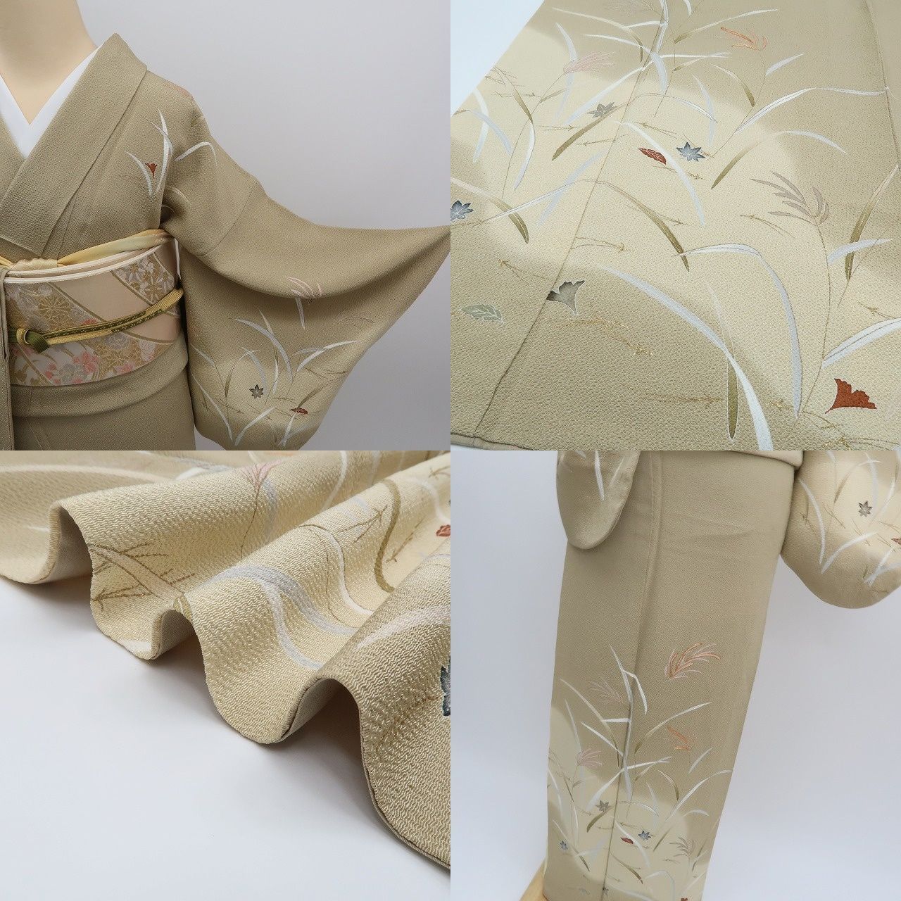 ✾まめ藤✾m761＊正絹 金駒刺繍 紅葉 手縫い仕立て 訪問着 - メルカリ