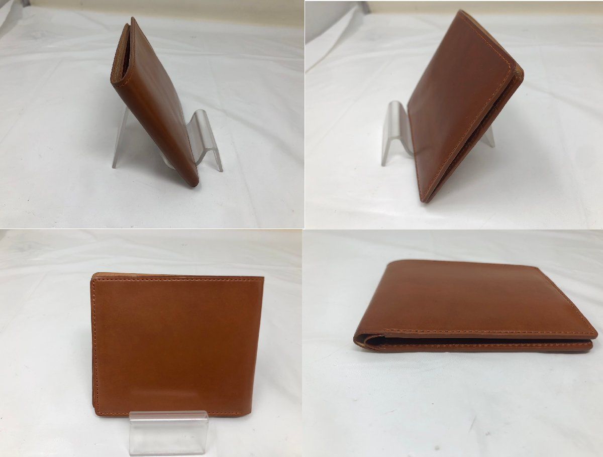 メーカー不明 札入れ カード入れ 二つ折り財布 オイルシェルコードバン レザー 本体のみ 18302