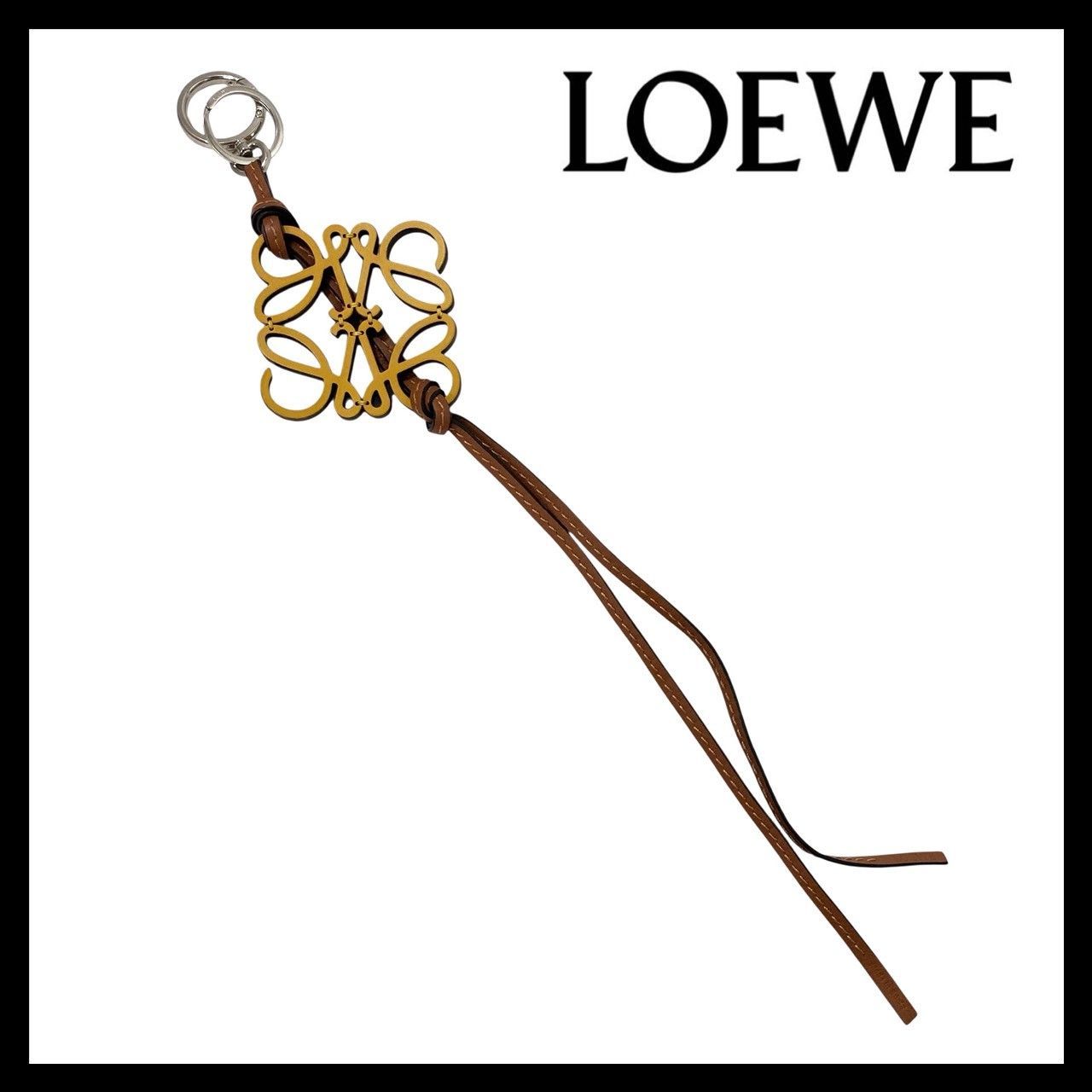 LOEWE】アナグラム チャーム レザー イエロー/黄色 ブラック/黒
