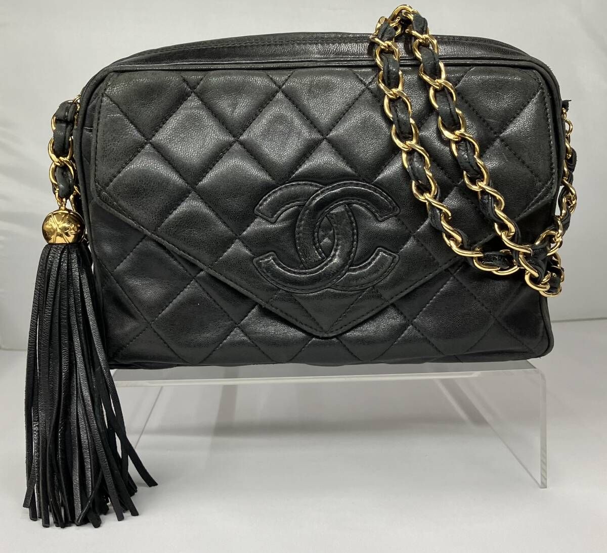 CHANELシャネル マトラッセ ラムスキン フリンジ付チェーンショルダー