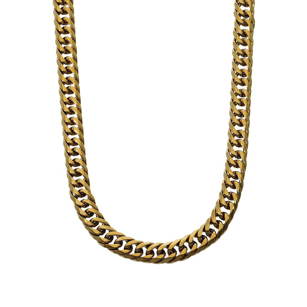 ロエンブラック 6面カットダブル喜平チェーン ゴールド ステンレスネックレス 幅5.5 mm 50 cm メンズ 金属アレル ギー 対応