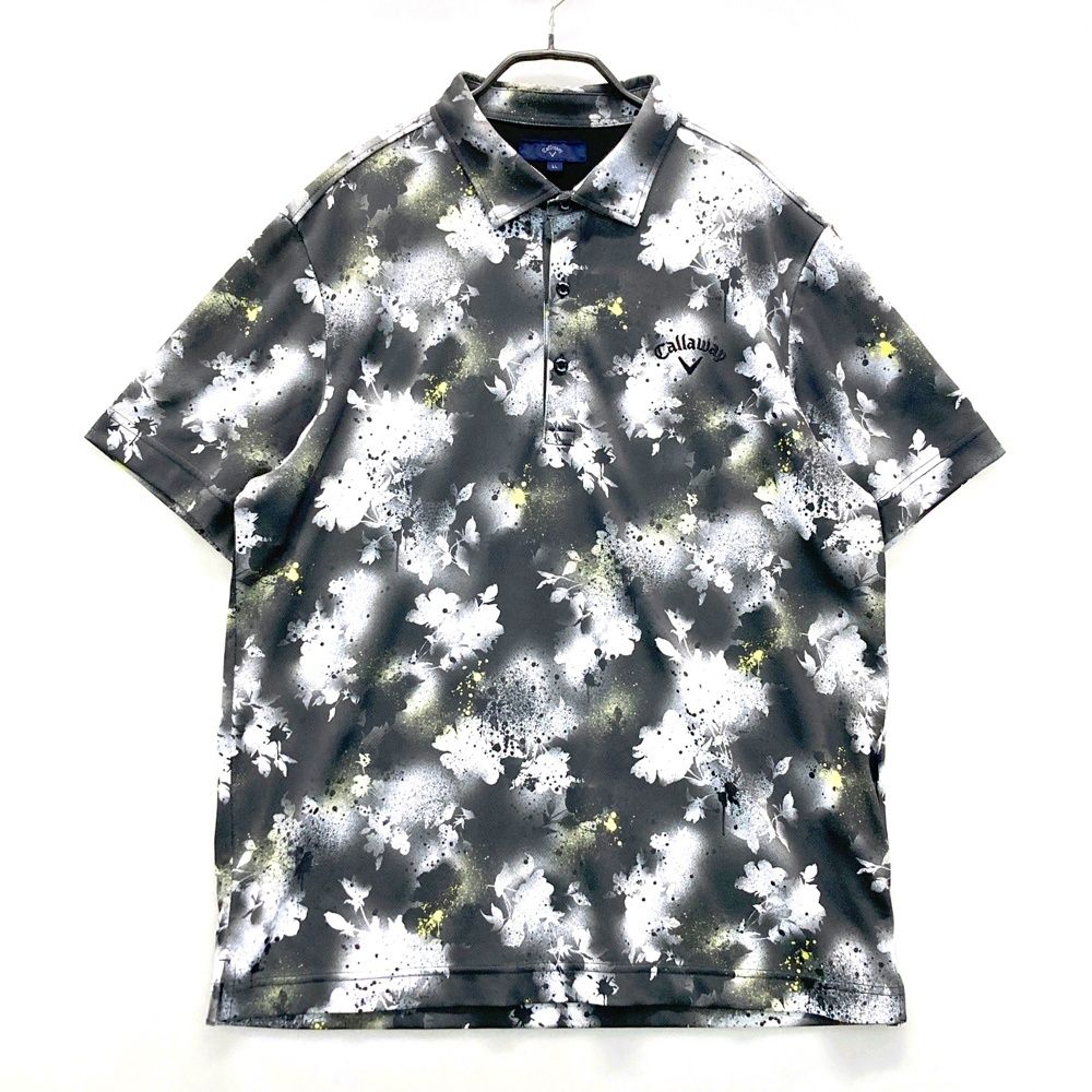 サイズ LL キャロウェイ モデル 半袖ポロシャツ 花柄 グレー系 ゴルフウェア メンズ ストスト