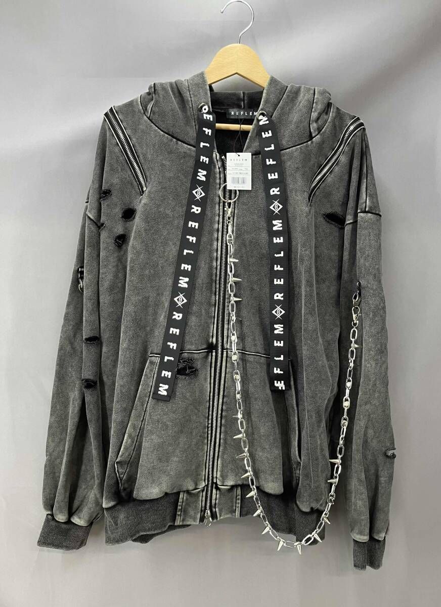 ☆ REFLEM レフレム チェーン付きブロークンうさ耳 長袖ジップアップ