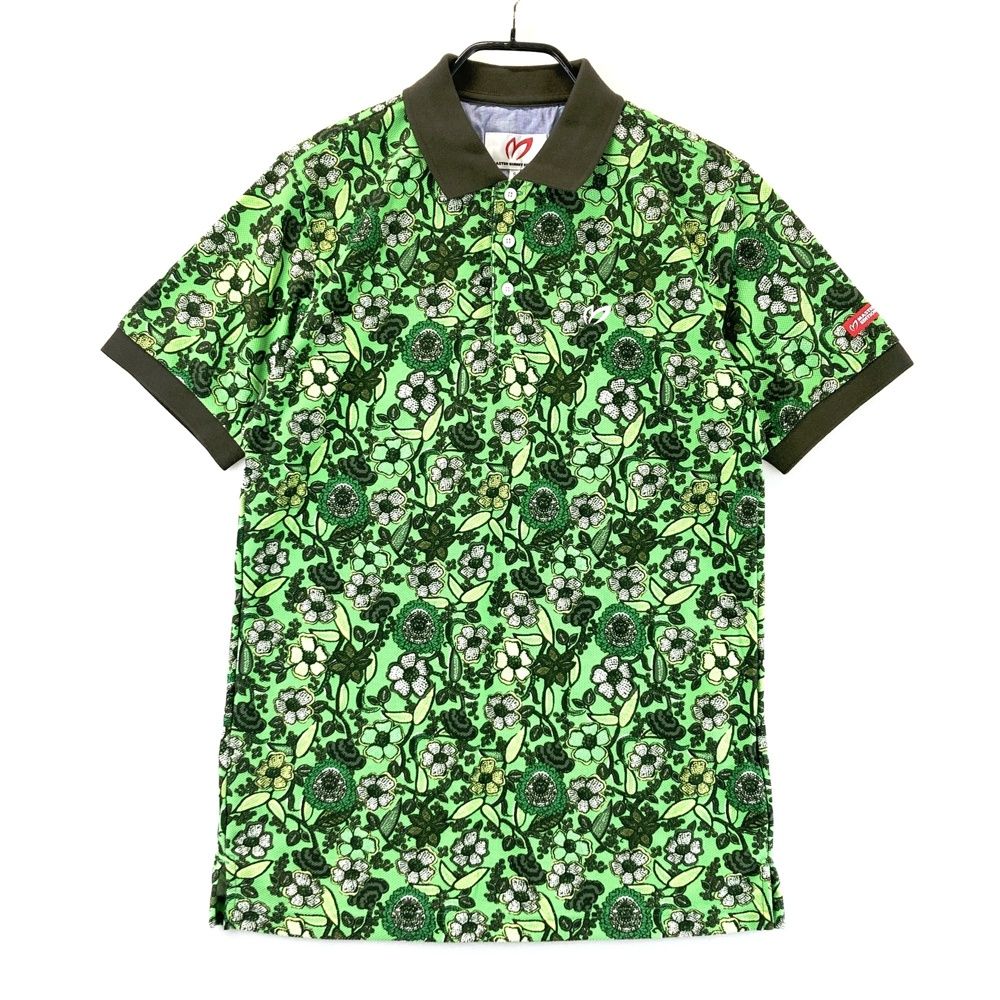 サイズ 5 MASTER BUNNY EDITION マスターバニーエディション 半袖ポロシャツ 花柄 グリーン系 ゴルフウェア メンズ ストスト