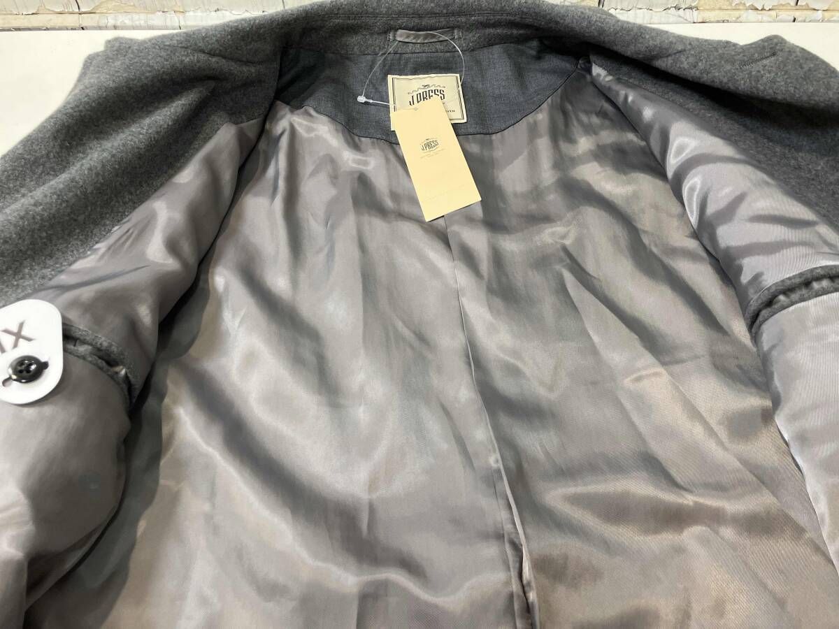 タグ付き J.PRESS ジェイプレス ウールカシミアビーバー ドレスカーコート グレー XL