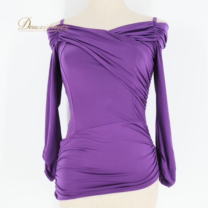 社交ダンス 衣装 トップス ブラウス パープル系 チャコットロイヤル