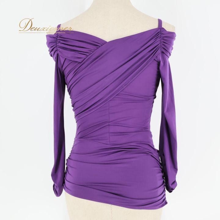 社交ダンス 衣装 トップス ブラウス パープル系 チャコットロイヤル