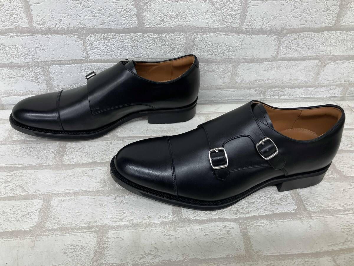 asics RUN WALKING SHOES WR 823 S アシックス ダブルモンクストラップ シューズ 革靴 ビジネス ブラック メンズ 24 5 cm