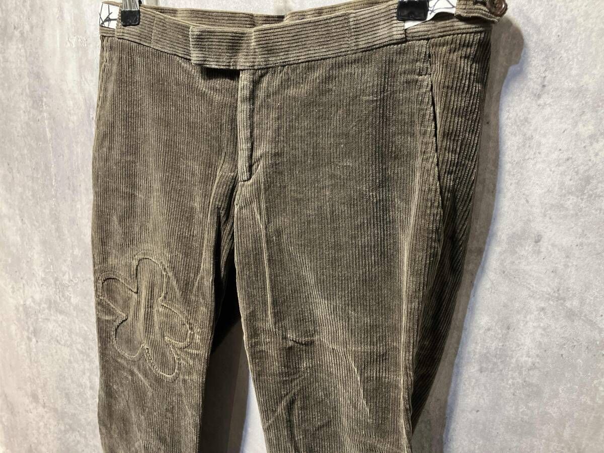 01AW UNDERCOVER フラワーパッチコーデュロイパンツ カーキ サイズM