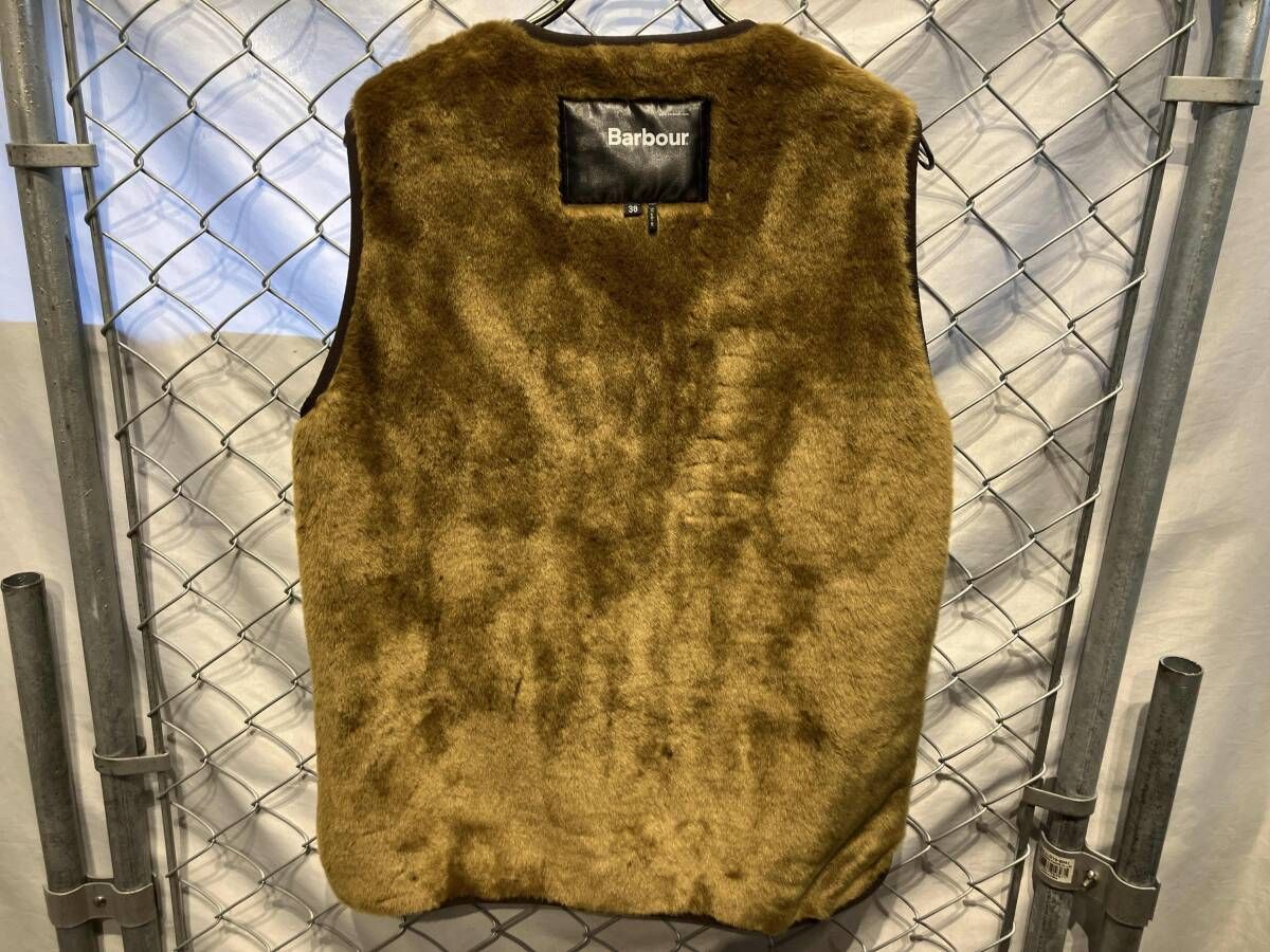 BARBOUR バブアー ベスト ブラウン ファーベスト size 38
