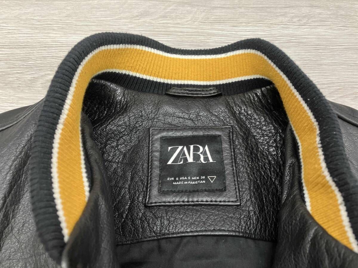 ZARA スタジャン 表記サイズS ブラック/イエロー ZARA オールレザー 