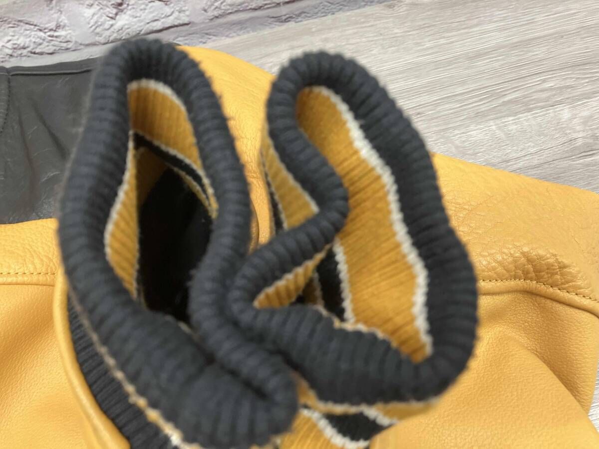 ZARA スタジャン 表記サイズS ブラック/イエロー ZARA オールレザー 