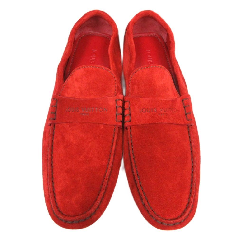 Louis Vuitton ローファー 赤 Authentic Louis Vuitton Hockenheim Red Mens Moccasin/Loafer US9.5