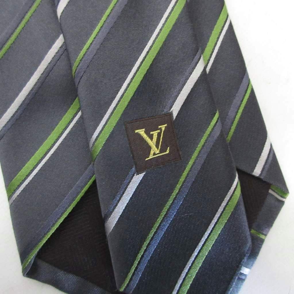 【中古】ルイヴィトン 美品 レジメンタルストライプ ネクタイ ダミエ裏地 シルク ビジネス ネイビー ☆AA★ ルイヴィトン LOUIS VUITTON 美品 レジメンタルストライプ ネクタイ