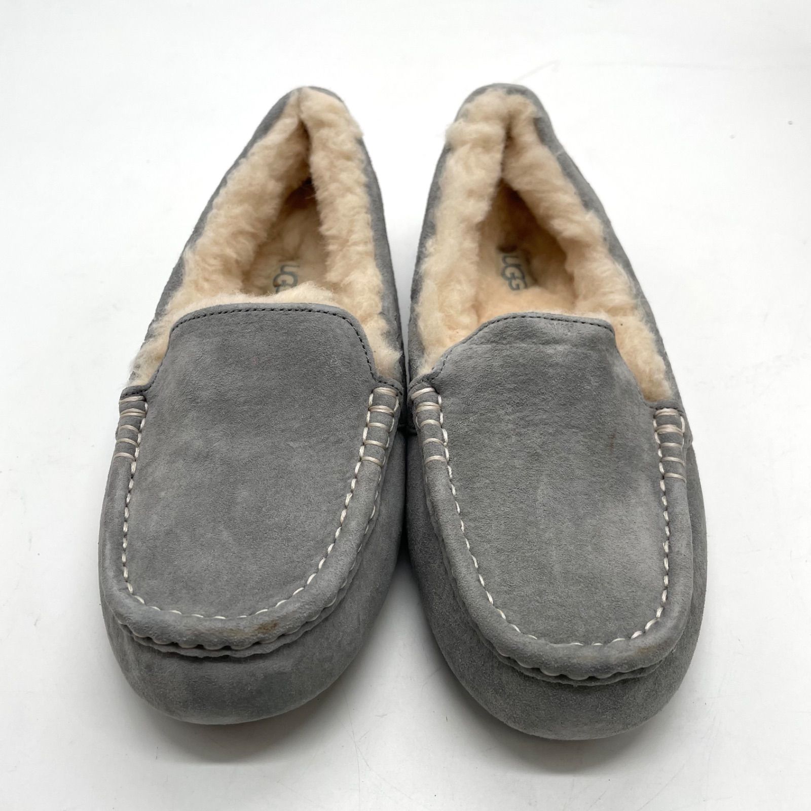 UGG アグ レディースモカシン ローファー スリッポン ボア 24㎝ グレー 灰 スエード き