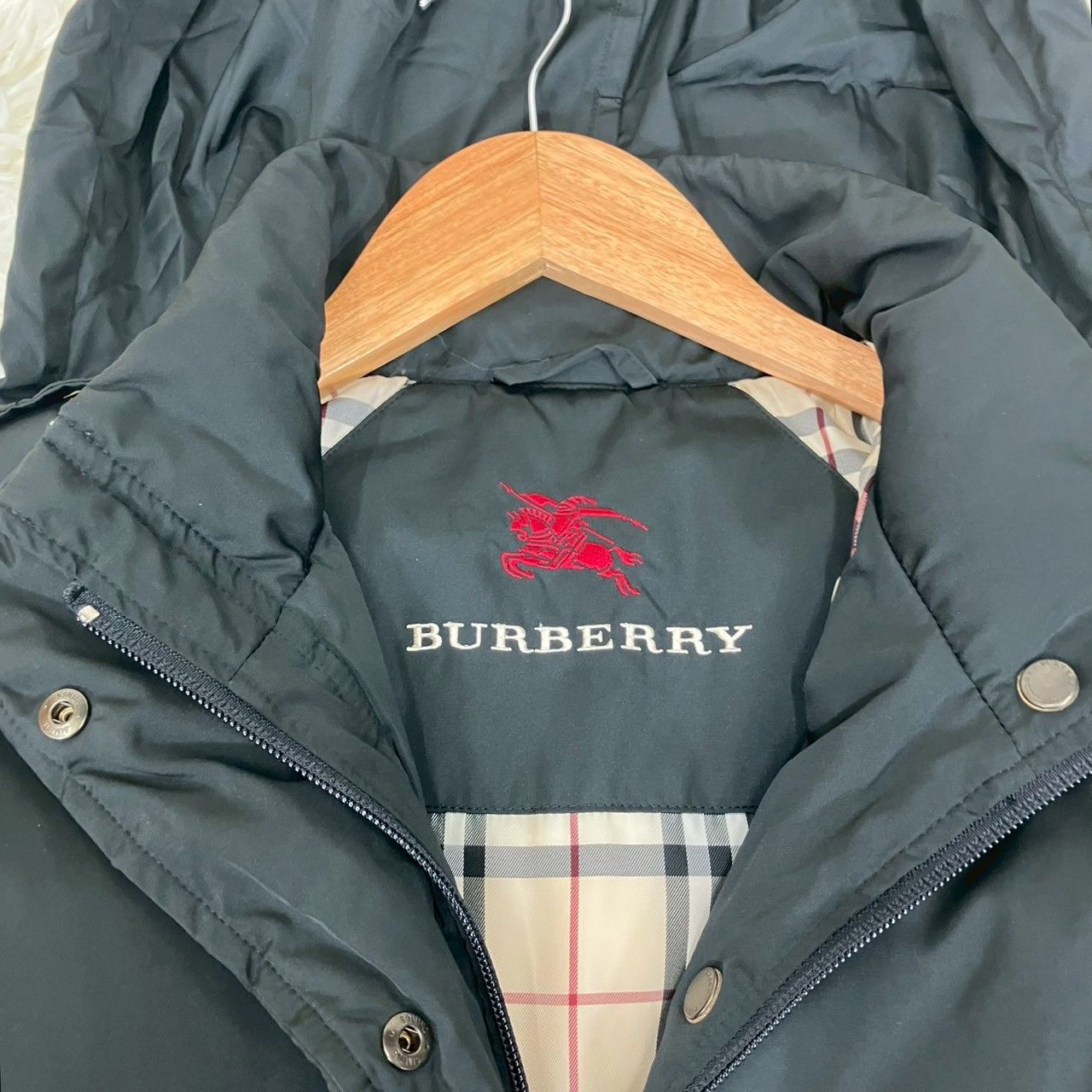 バーバリーロンドン ダウンジャケット 2way フード収納可 ドローコード
