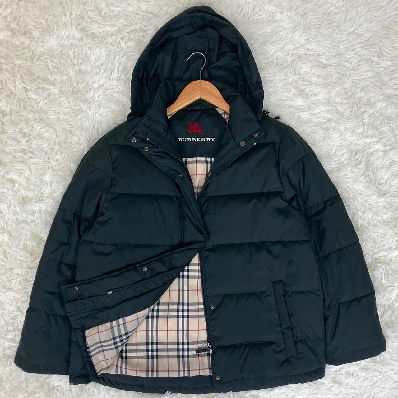 バーバリーロンドン ダウンジャケット 2way フード収納可 ドローコード
