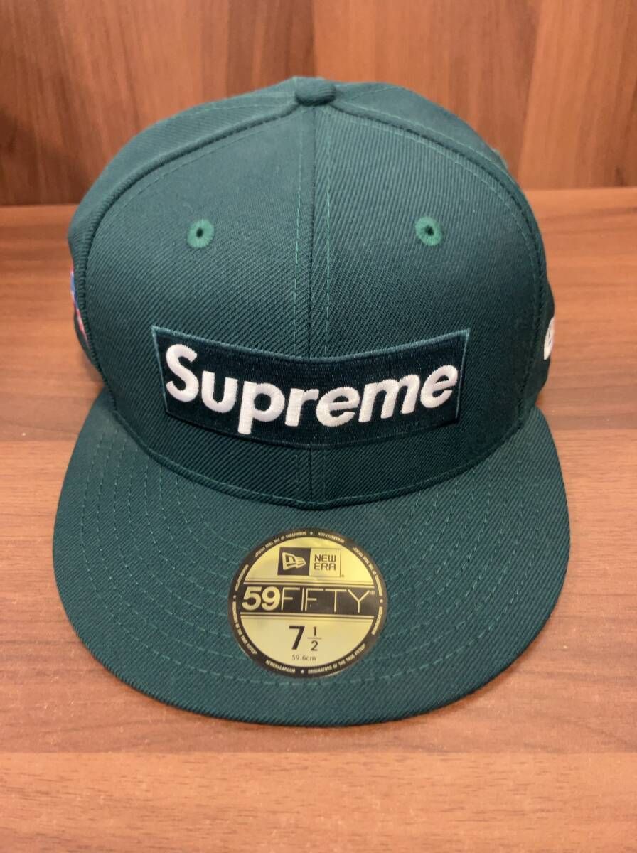 Supreme シュプリーム ERA ニューエラ グリーン WORLD FAMOUS 1994 6パネル59 FIFTY 7 1 2 59 6 cm ボックスロゴ つば裏グレー