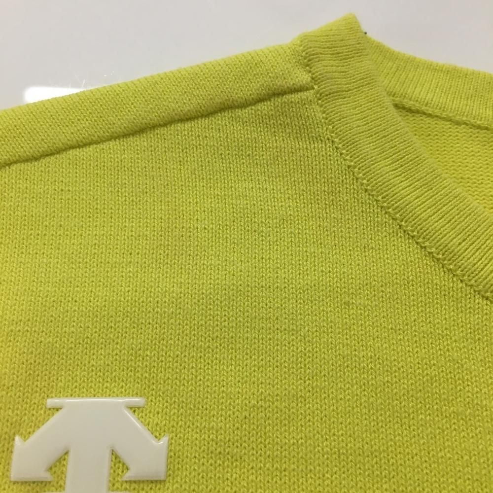 美品】デサントゴルフ セーター イエロー×白 バイカラー ニット 中田