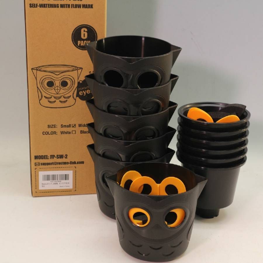6個セット】 新品 未使用 RESTMO 植木鉢 自動給水プランター フクロウ