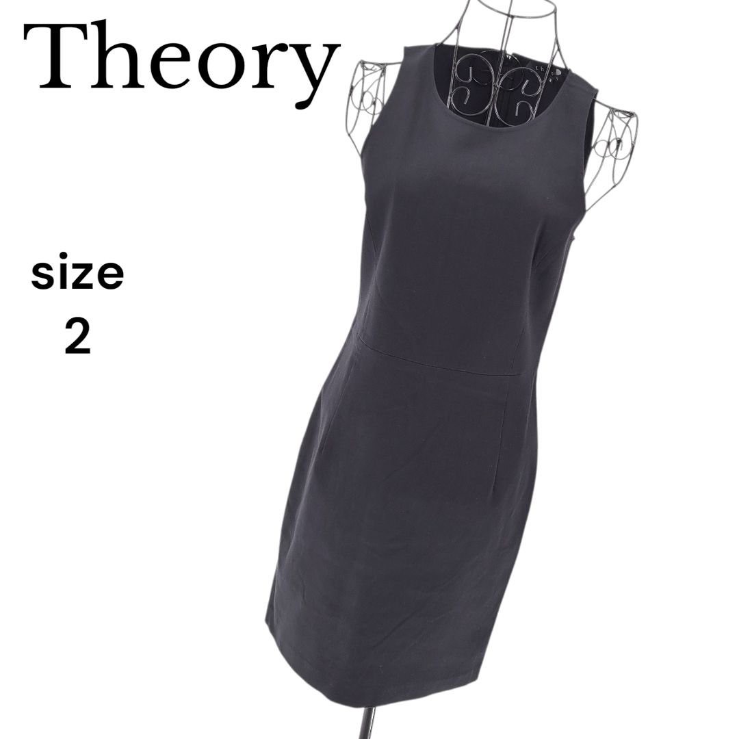 美品】theory セオリー ノースリーブワンピース ブラック サイズ2