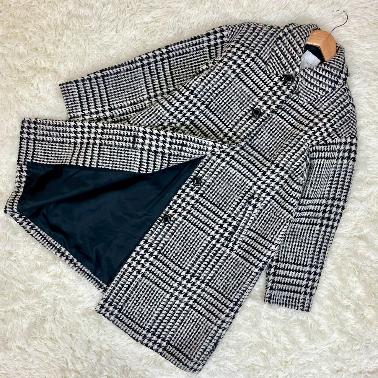 マッキントッシュフィロソフィー ステンカラーコート 千鳥柄 アルパカ