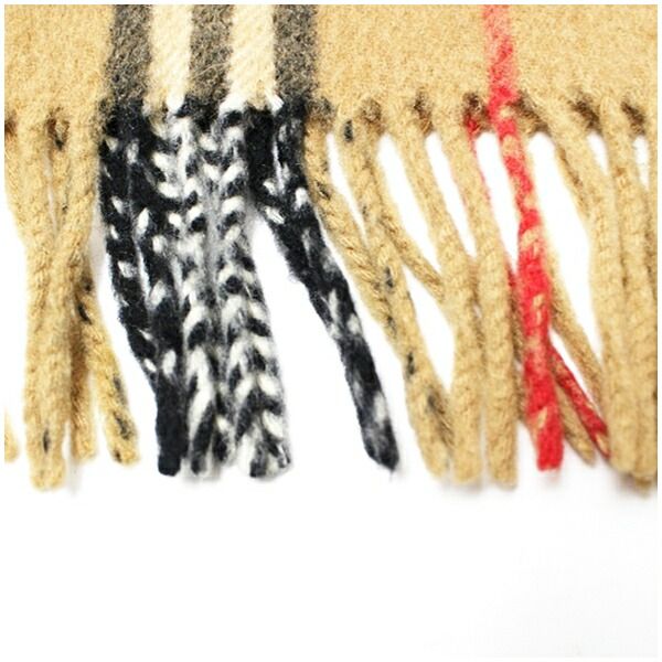 バーバリー カシミヤ マフラー キャメル チェック 152 32cm 中古 ABランク Burberrys メンズ バーバリー カシミヤ マフラー キャメル チェック 152 32cm 中古