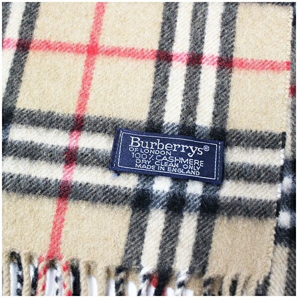 バーバリー カシミヤ マフラー キャメル チェック 144 30cm 購入