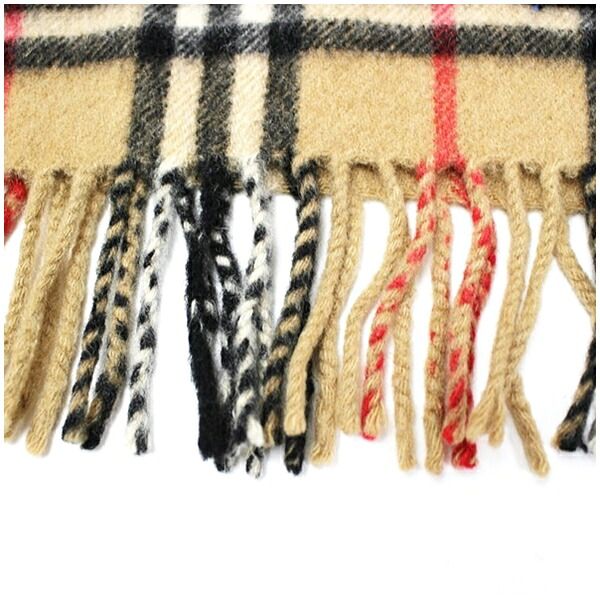 バーバリー カシミヤ マフラー キャメル チェック 144 30cm 購入